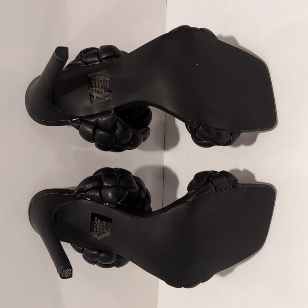 Steve Madden Black Braided Heeled Sandals Keeley Size 9 - Picture 6 of 10